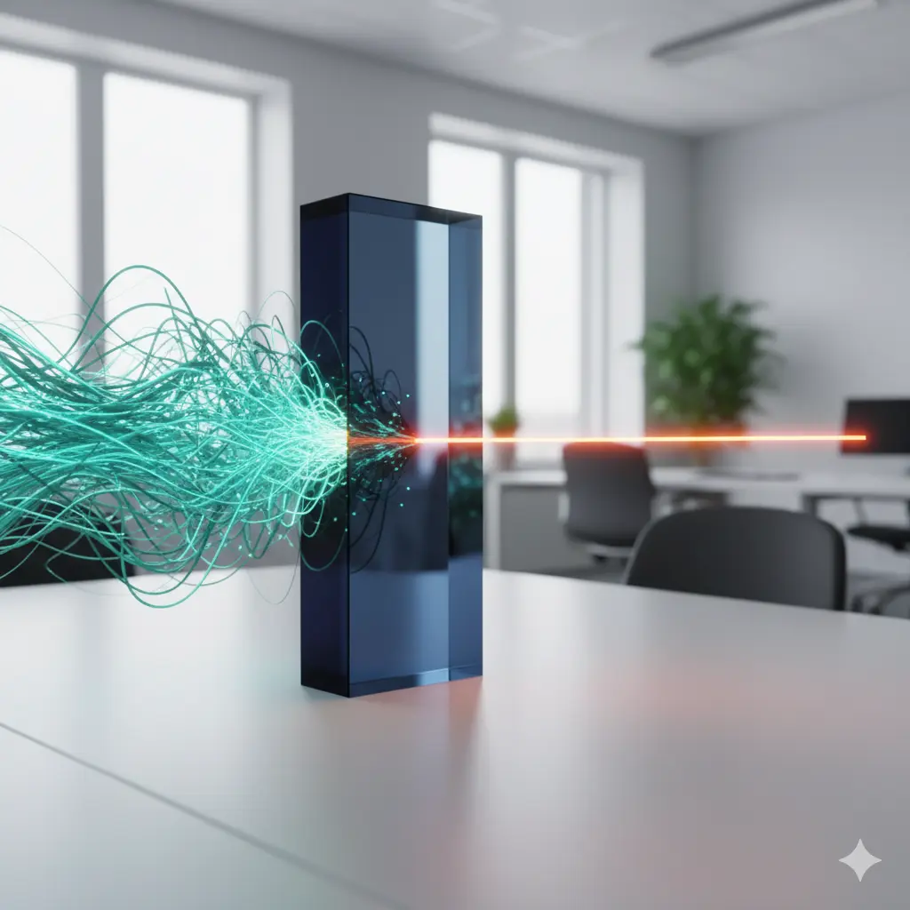 Complex flowchart becoming a simple line